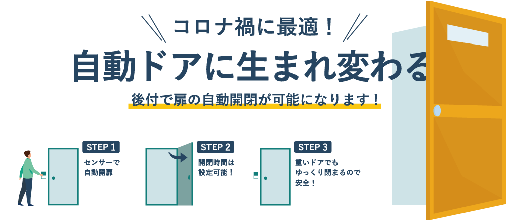 コロナ禍に最適！自動ドアに生まれ変わる！後付けで扉の自動開閉が可能になります！